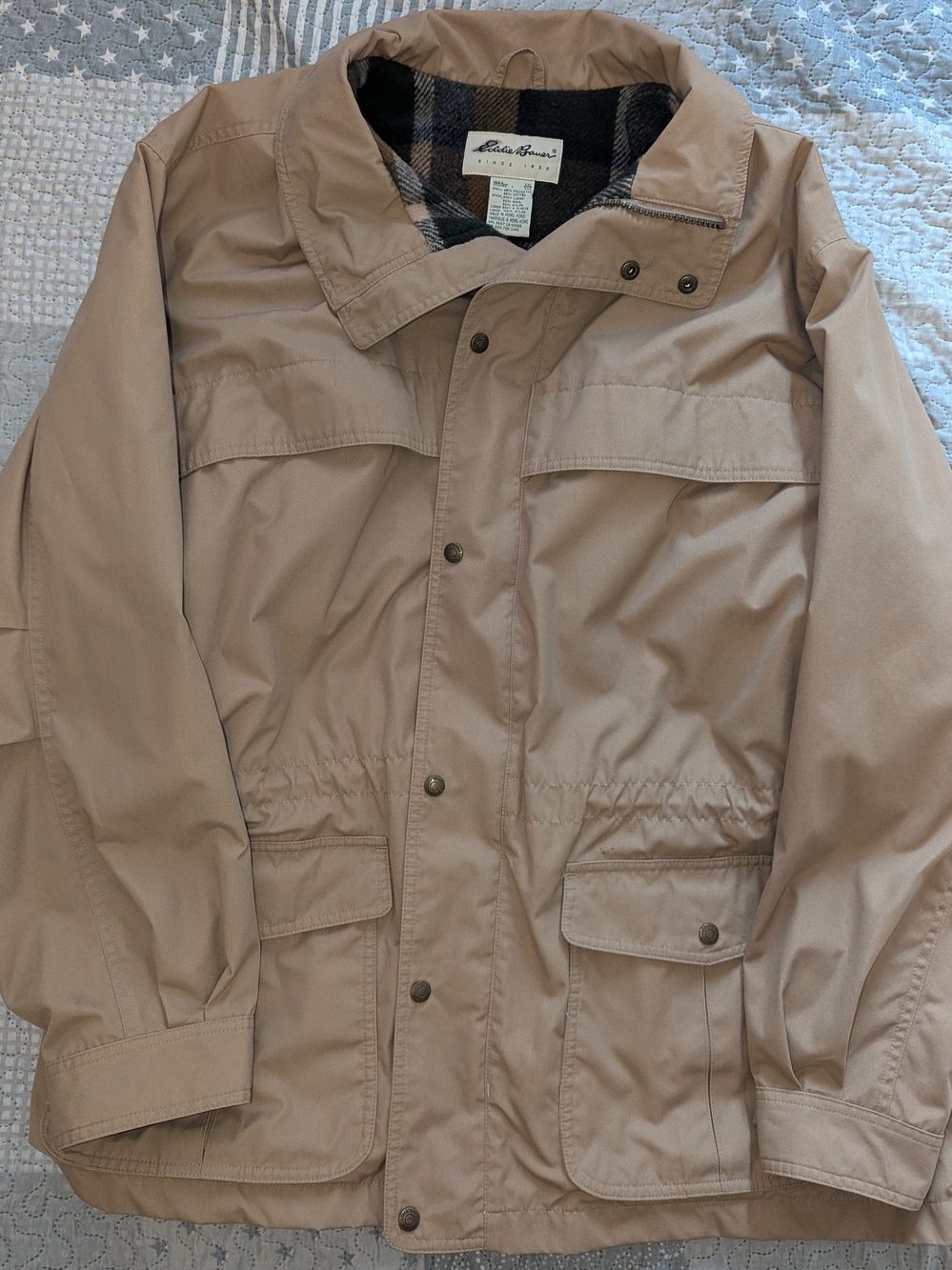 Vintage Men's Eddie Bauer XXL Beige Wool-Lined Mountain Parka Winter Coat Jacket